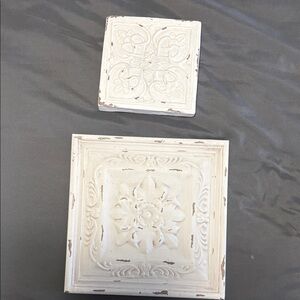 Southern Living At Home Distressed Cream Decorative Wall Plaques - Set of 2